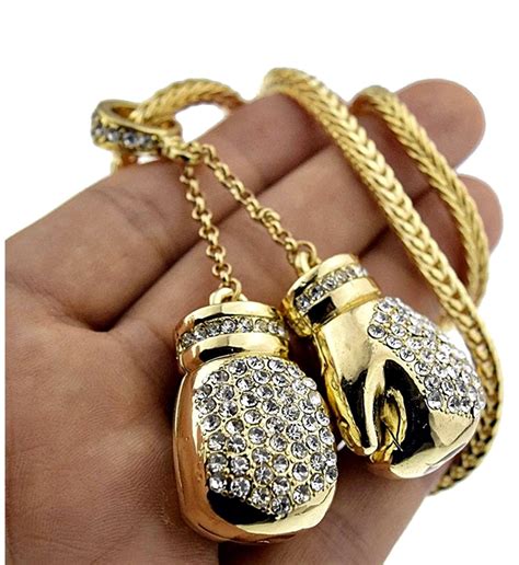 boxing gloves necklace gold